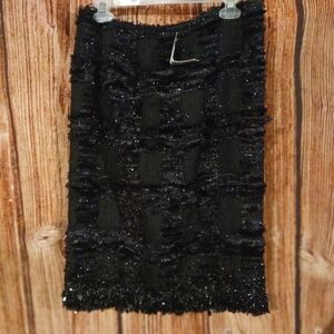 Lafayette 148 New York Black Textured Pencil Skirt